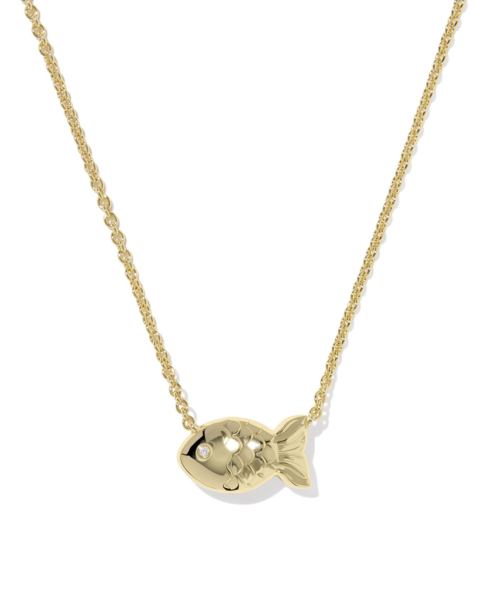 Kendra Scott Parker Fish Short Pendant Necklace | Gold | Abalone Shell