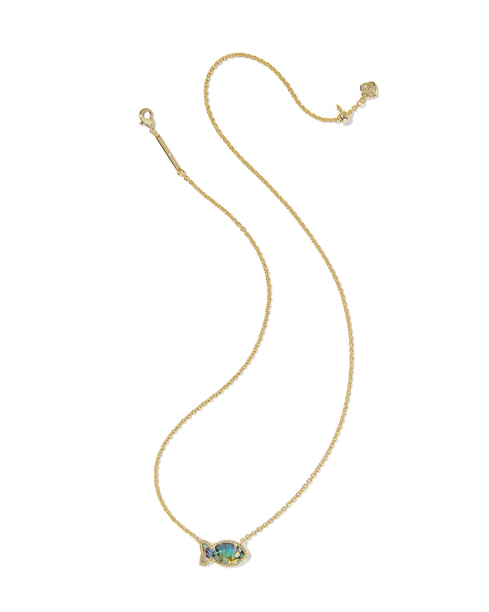 Kendra Scott Parker Fish Short Pendant Necklace | Gold | Abalone Shell - Juli's Wearable Art