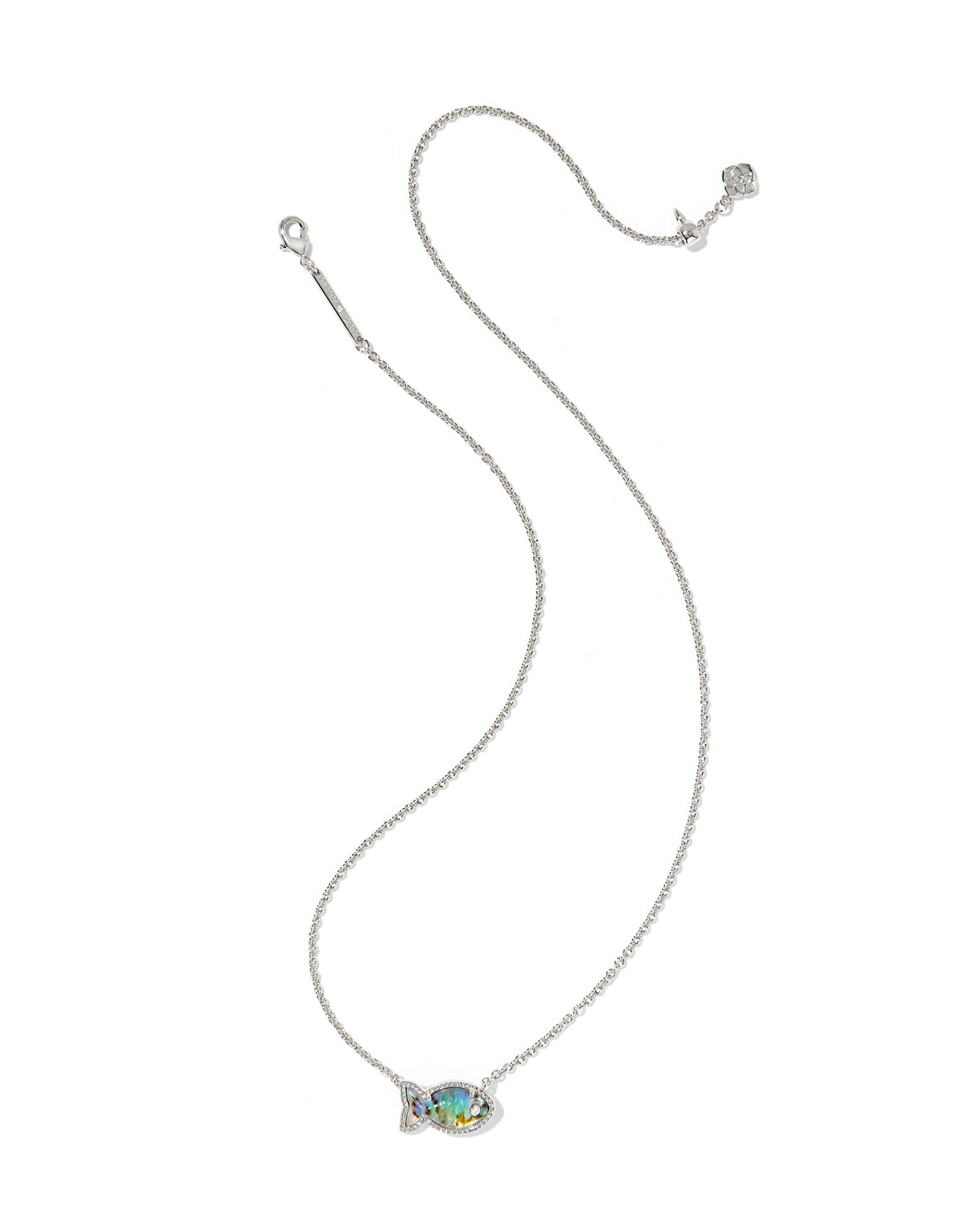 Kendra Scott Parker Fish Short Pendant Necklace | Silver | Abalone Shell - Juli's Wearable Art