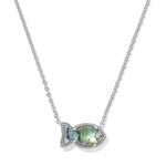 Kendra Scott Parker Fish Short Pendant Necklace | Silver | Abalone Shell - Juli's Wearable Art