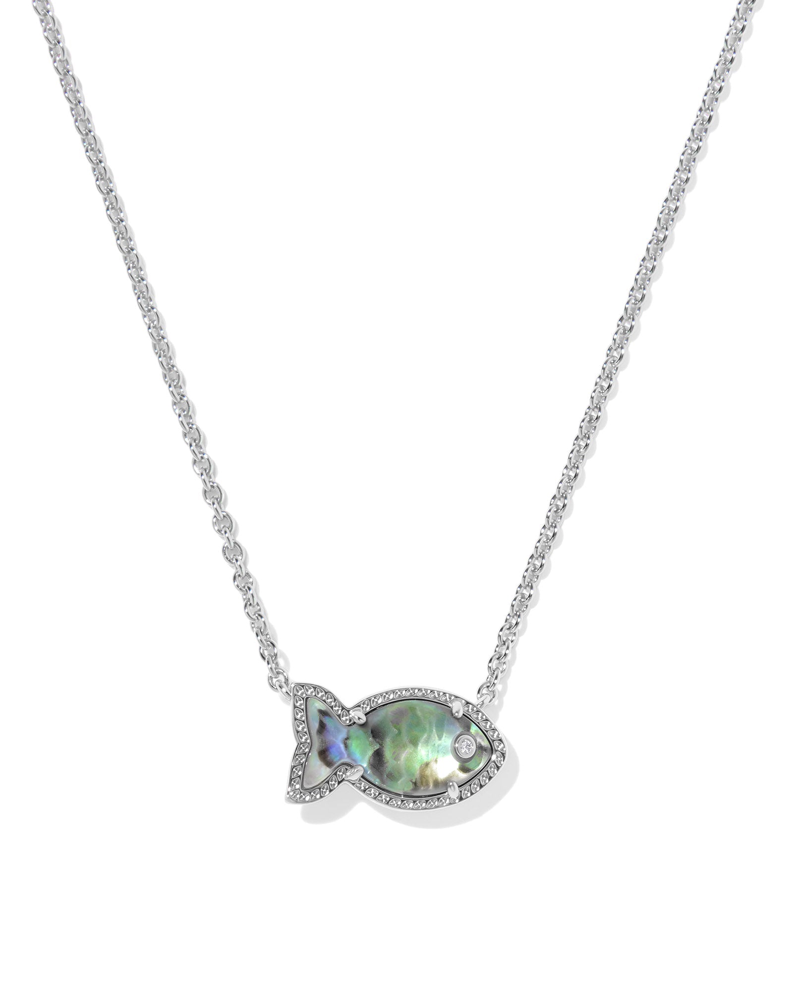 Kendra Scott Parker Fish Short Pendant Necklace | Silver | Abalone Shell - Juli's Wearable Art