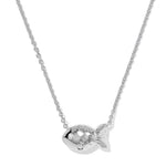 Kendra Scott Parker Fish Short Pendant Necklace | Silver | Abalone Shell - Juli's Wearable Art