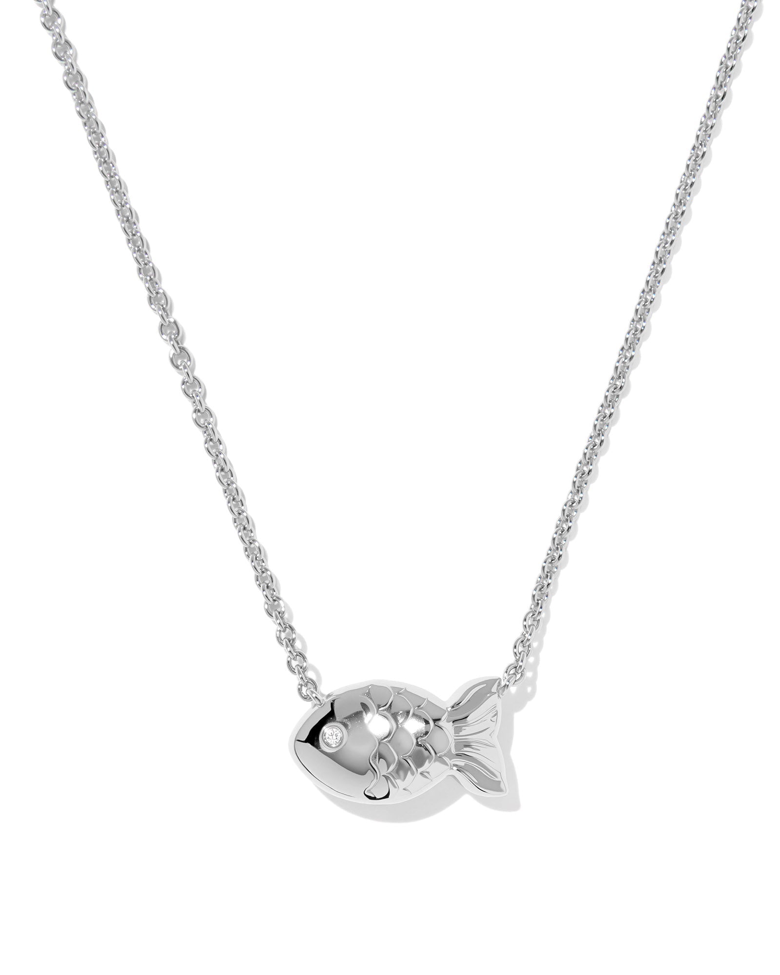 Kendra Scott Parker Fish Short Pendant Necklace | Silver | Abalone Shell