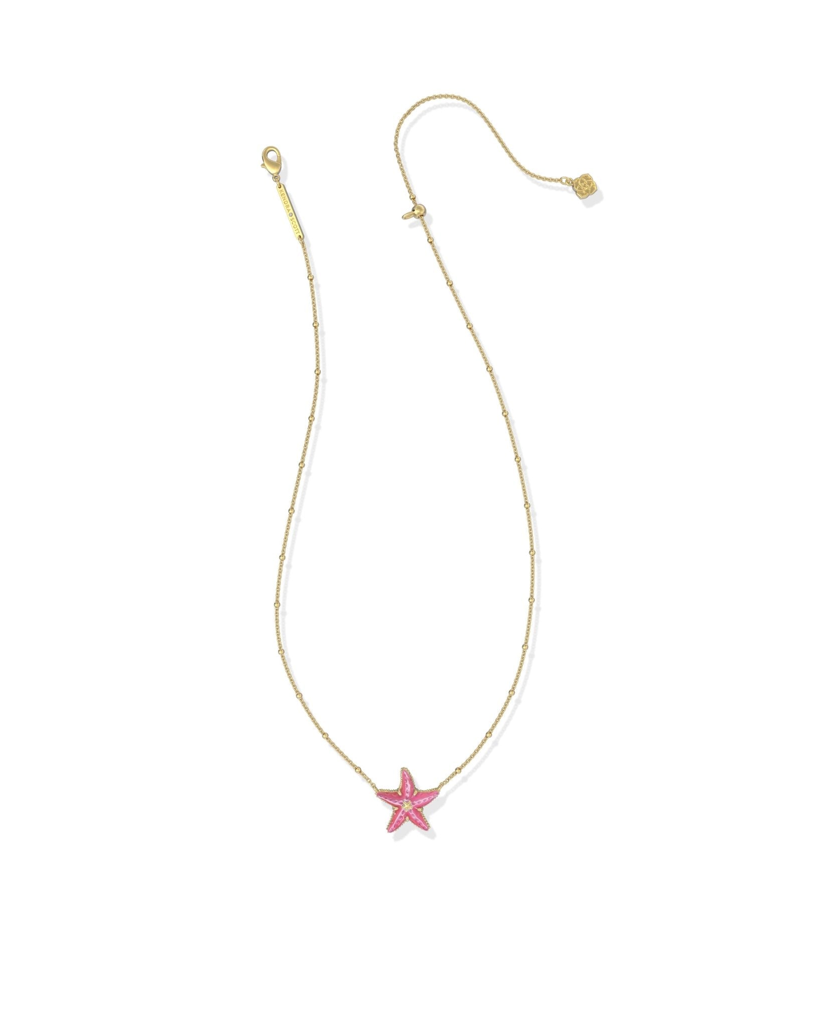 Kendra Scott Parker Starfish Short Pendant Necklace | Gold | Bright Pink Mother of Pearl - Juli's Wearable Art