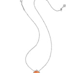 Kendra Scott Pumpkin Short Pendant Necklace | Silver Orange Banded Agate - Juli's Wearable Art