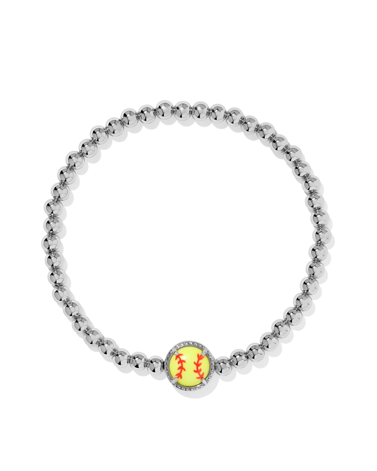 Kendra Scott Softball Stretch Bracelet | Silver | Chartreuse