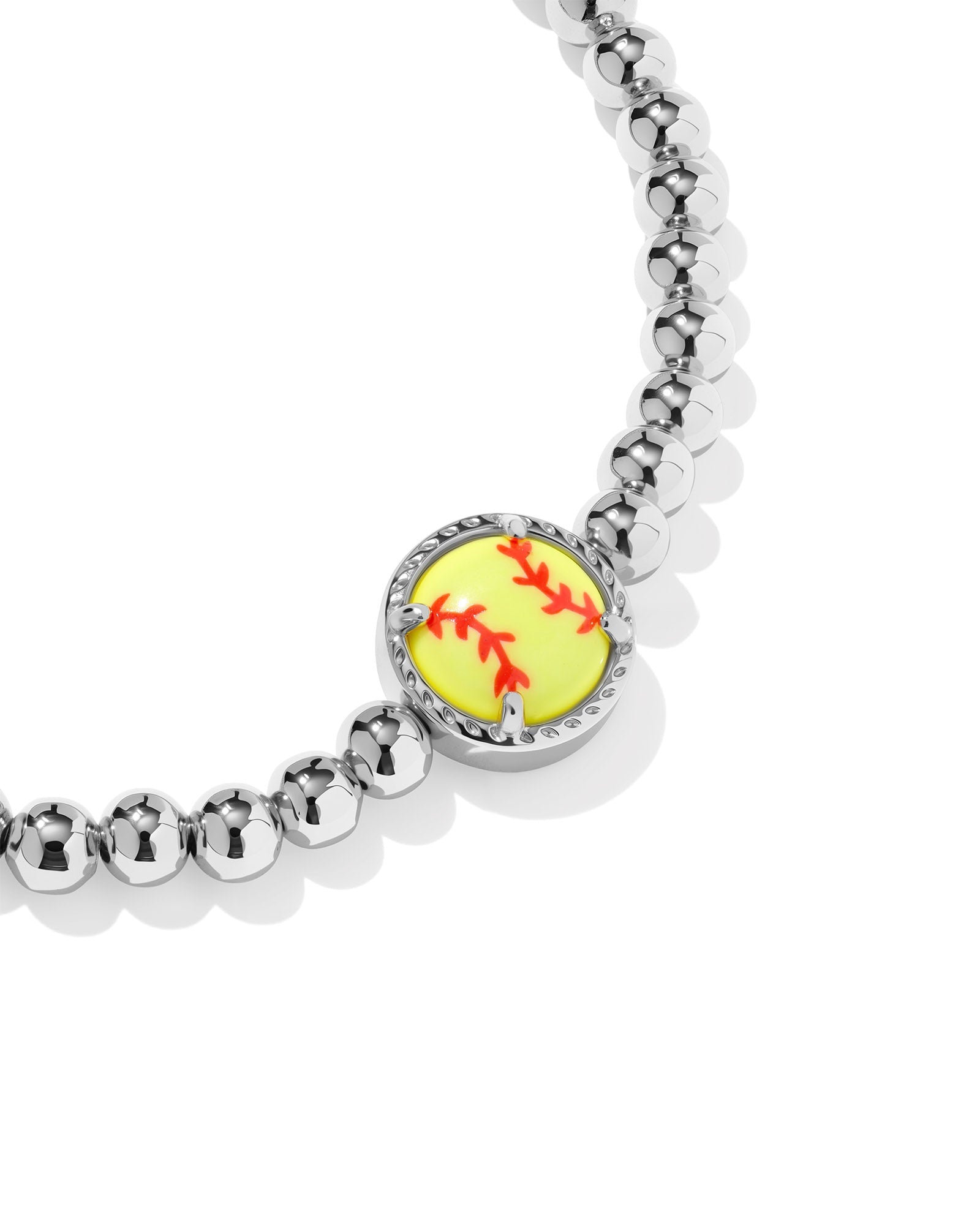 Kendra Scott Softball Stretch Bracelet | Silver | Chartreuse - Juli's Wearable Art