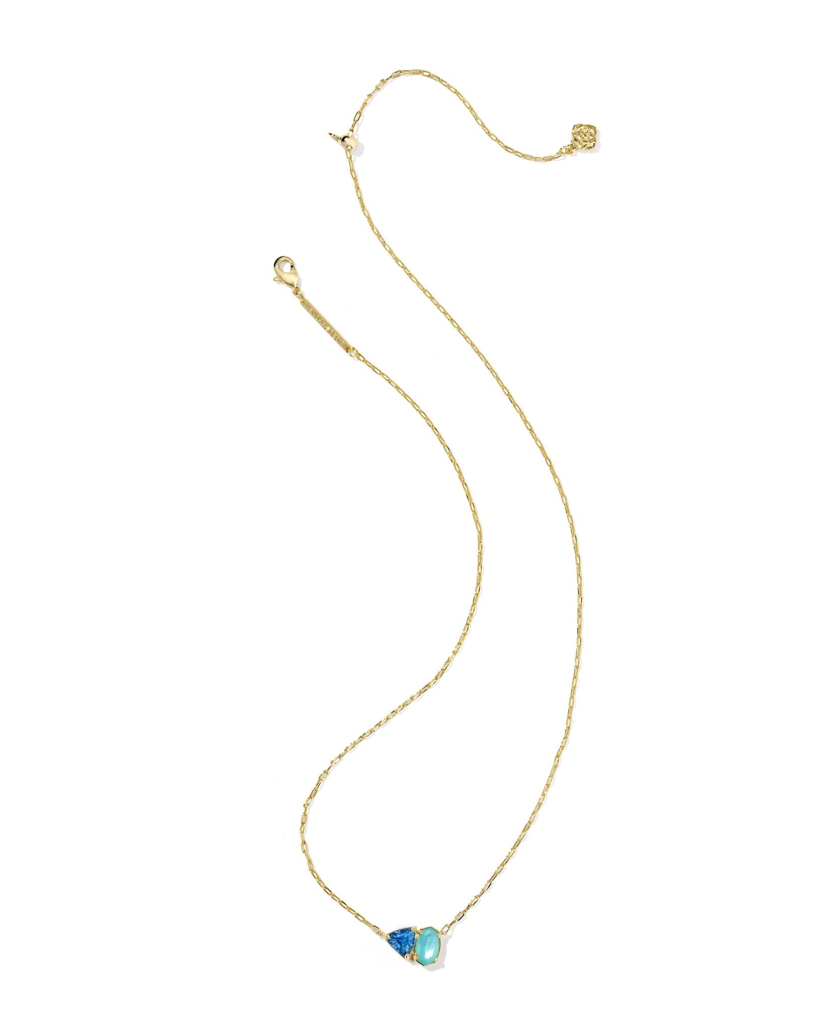 Kendra Scott Tatum Short Pendant Necklace | Gold | Light Blue Mix