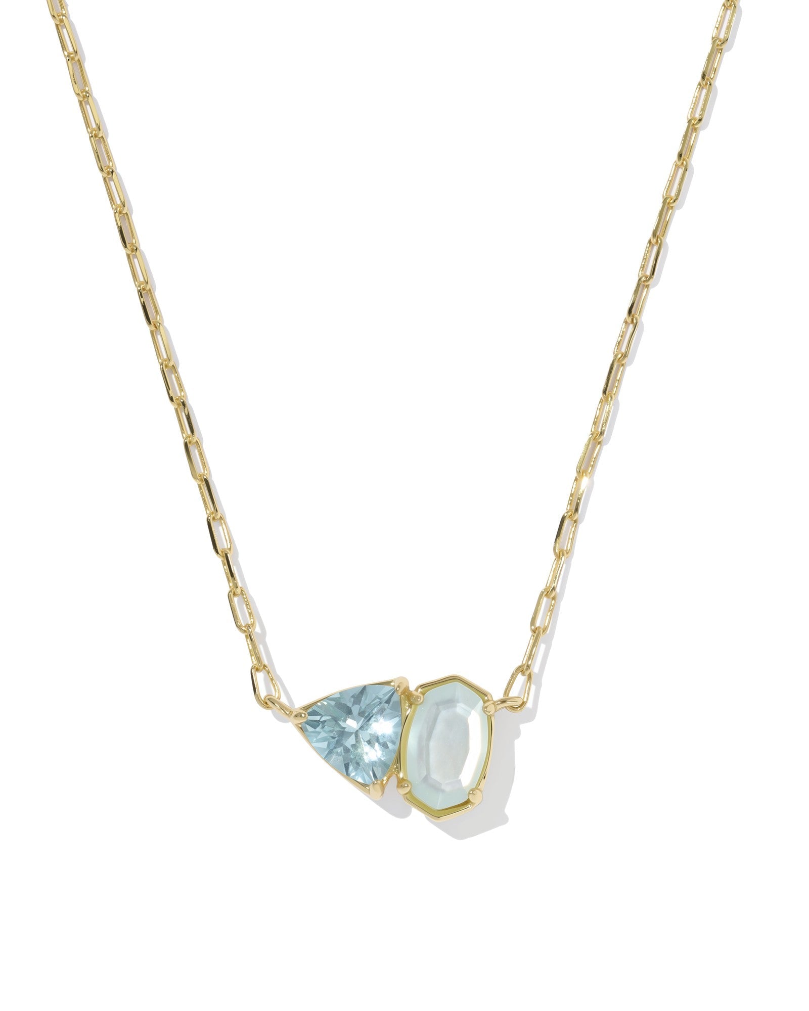 Kendra Scott Tatum Short Pendant Necklace | Gold | Light Blue Mix