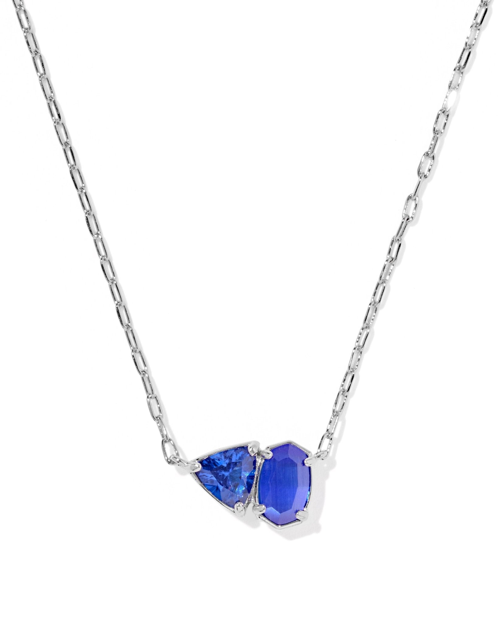 Kendra Scott Tatum Short Pendant Necklace | Silver| Cobalt Mix