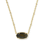 Kendra Scott Tiger Striped Elisa Short Pendant Necklace | Gold | Dark Brown Hawk's Eye - Juli's Wearable Art