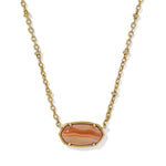 Kendra Scott Tiger Striped Elisa Short Pendant Necklace | Vintage Gold | Orange Banded Agate - Juli's Wearable Art