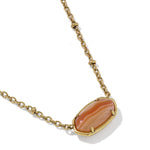 Kendra Scott Tiger Striped Elisa Short Pendant Necklace | Vintage Gold | Orange Banded Agate - Juli's Wearable Art