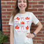Ladies Crew Neck Tee – Fall Leaves & Bows (Bedford, PA) - Juli's Wearable Art