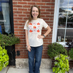 Ladies Crew Neck Tee – Fall Leaves & Bows (Bedford, PA) - Juli's Wearable Art