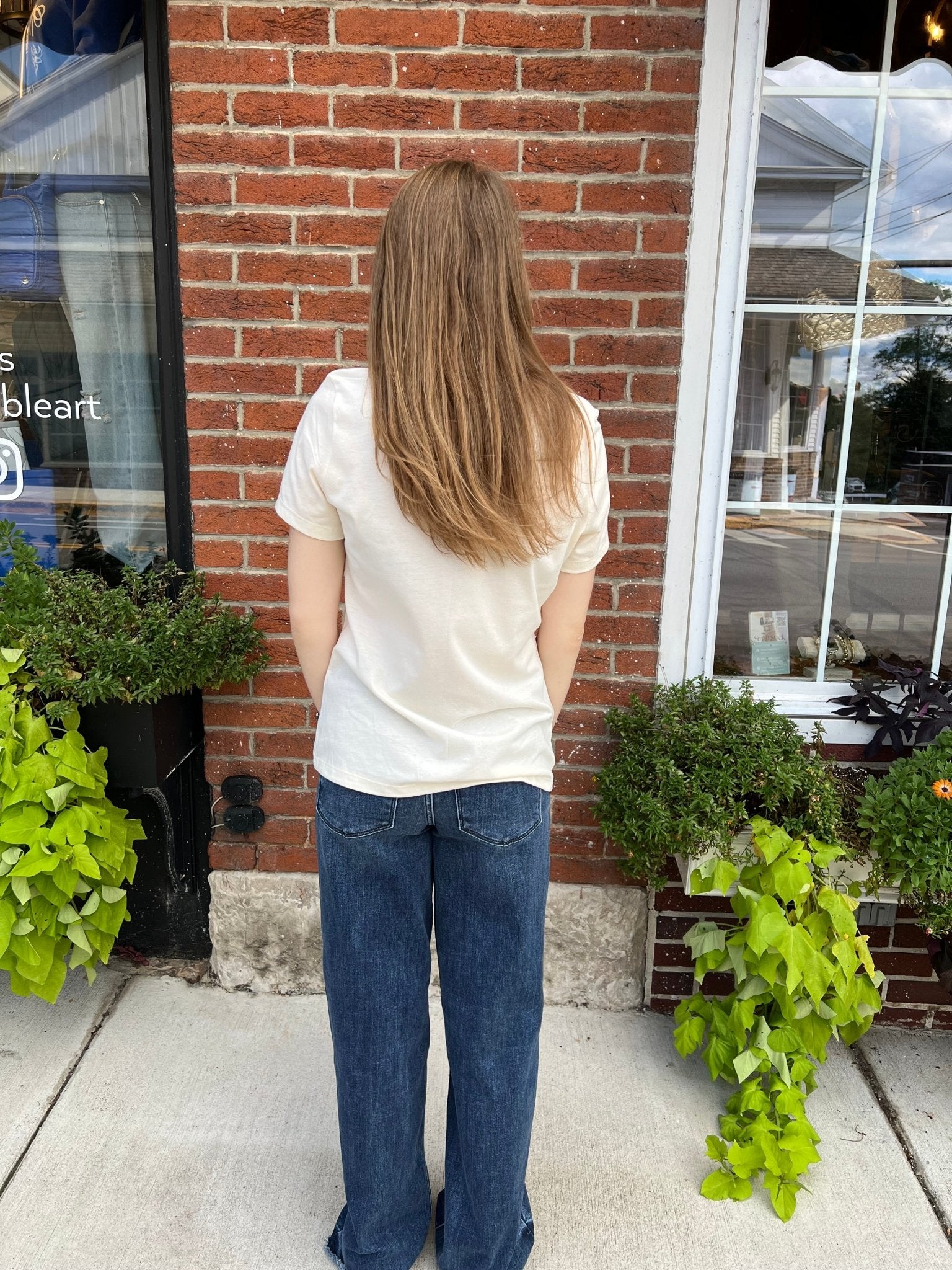 Ladies Crew Neck Tee – Fall Leaves & Bows (Bedford, PA) - Juli's Wearable Art