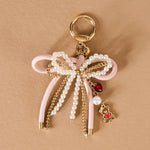 Layered Bow Bag Charm - Blushing Bear - Juli's Wearable Art