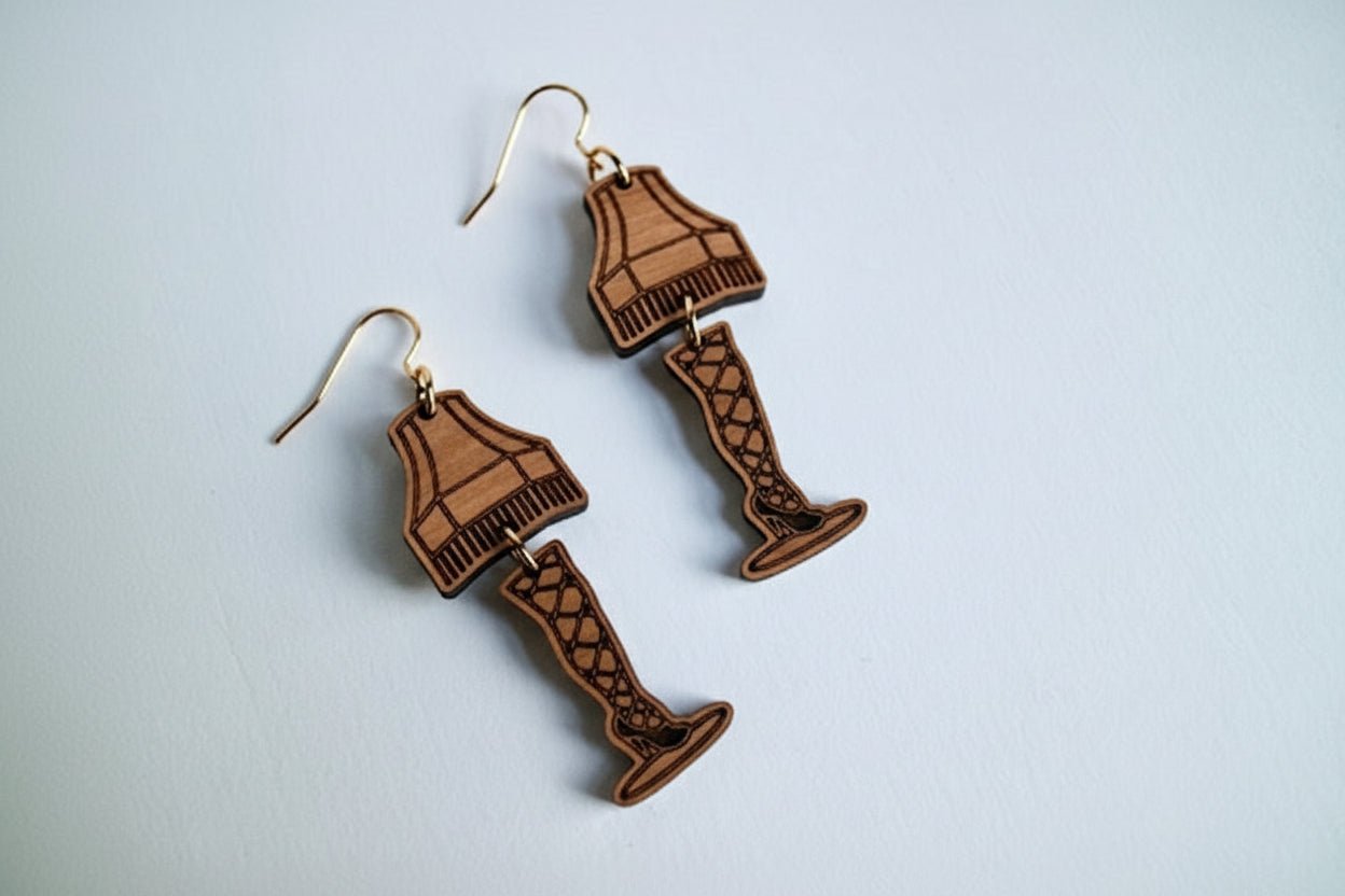 Leg Lamp Wooden Earrings - Juli's Wearable Art