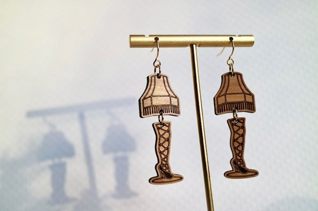 Leg Lamp Wooden Earrings - Juli's Wearable Art