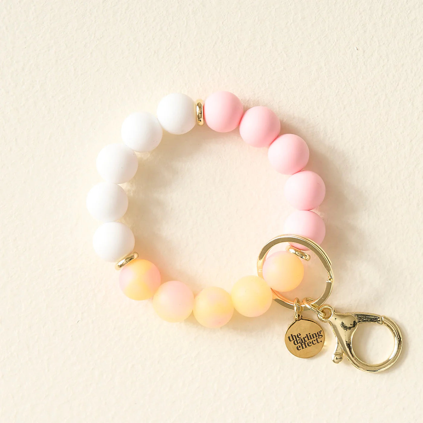 Hands-Free Silicone Beaded Key Chain Wristlet - Pink Lemonade