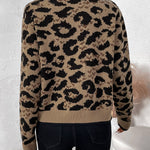 Leopard Print Bow Tie Knitted Cardigan - Juli's Wearable Art