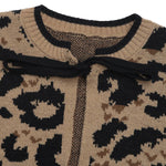 Leopard Print Bow Tie Knitted Cardigan - Juli's Wearable Art