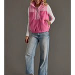 Light Pink & Pink Colorblock Sherpa Vest - Juli's Wearable Art