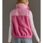 Light Pink & Pink Colorblock Sherpa Vest - Juli's Wearable Art