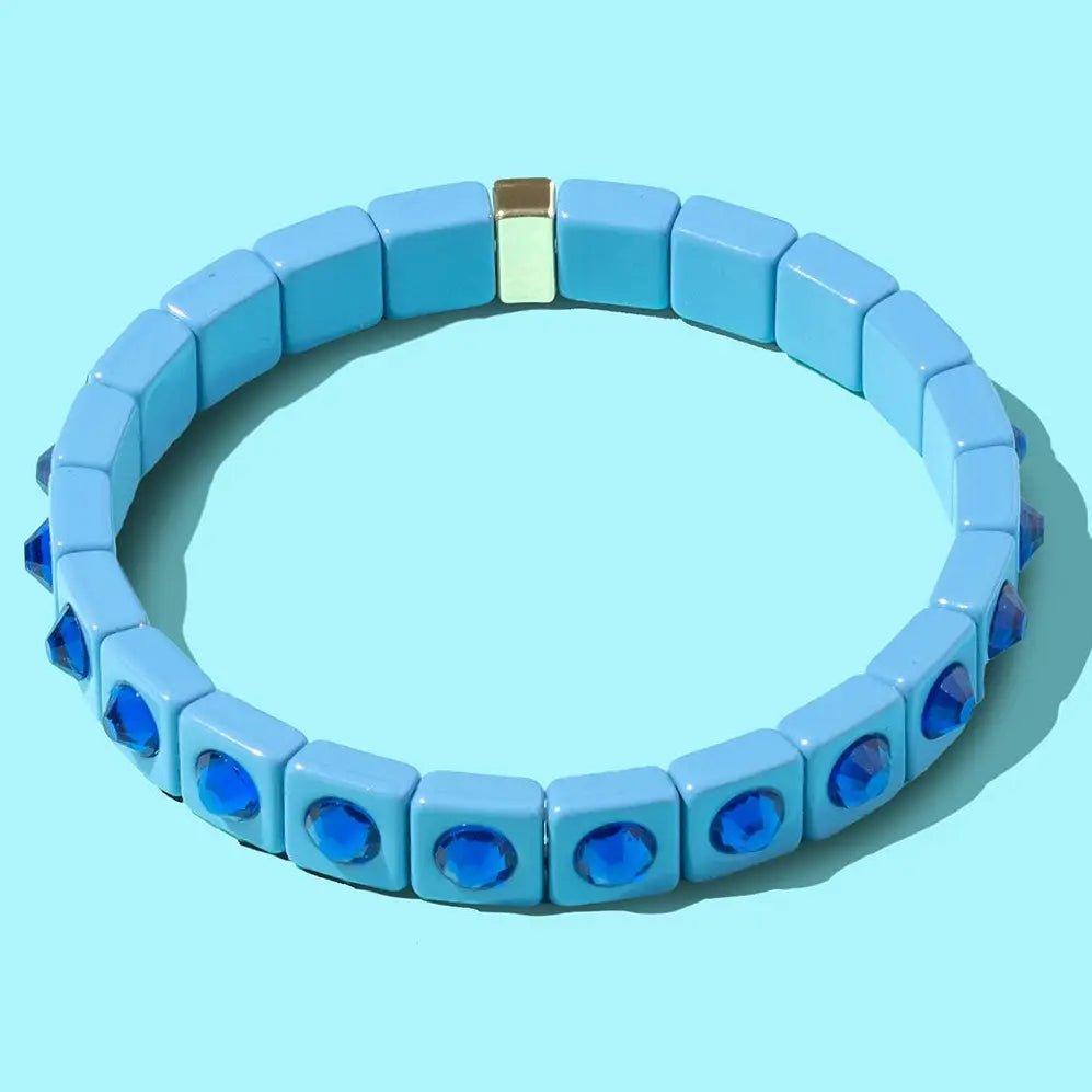 Maeve Enamel Stretch Bracelet | French Blue - Juli's Wearable Art