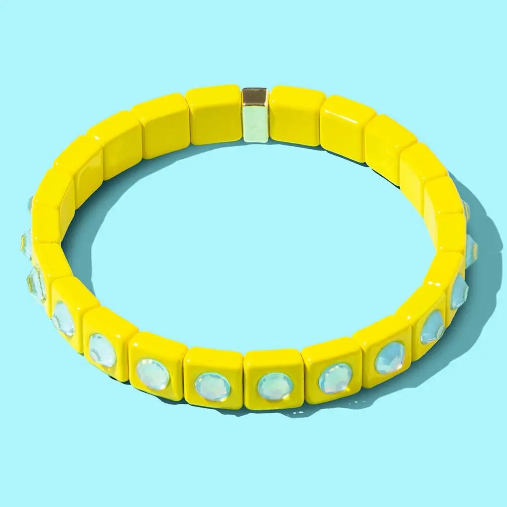 Maeve Enamel Stretch Bracelet | Yellow - Juli's Wearable Art