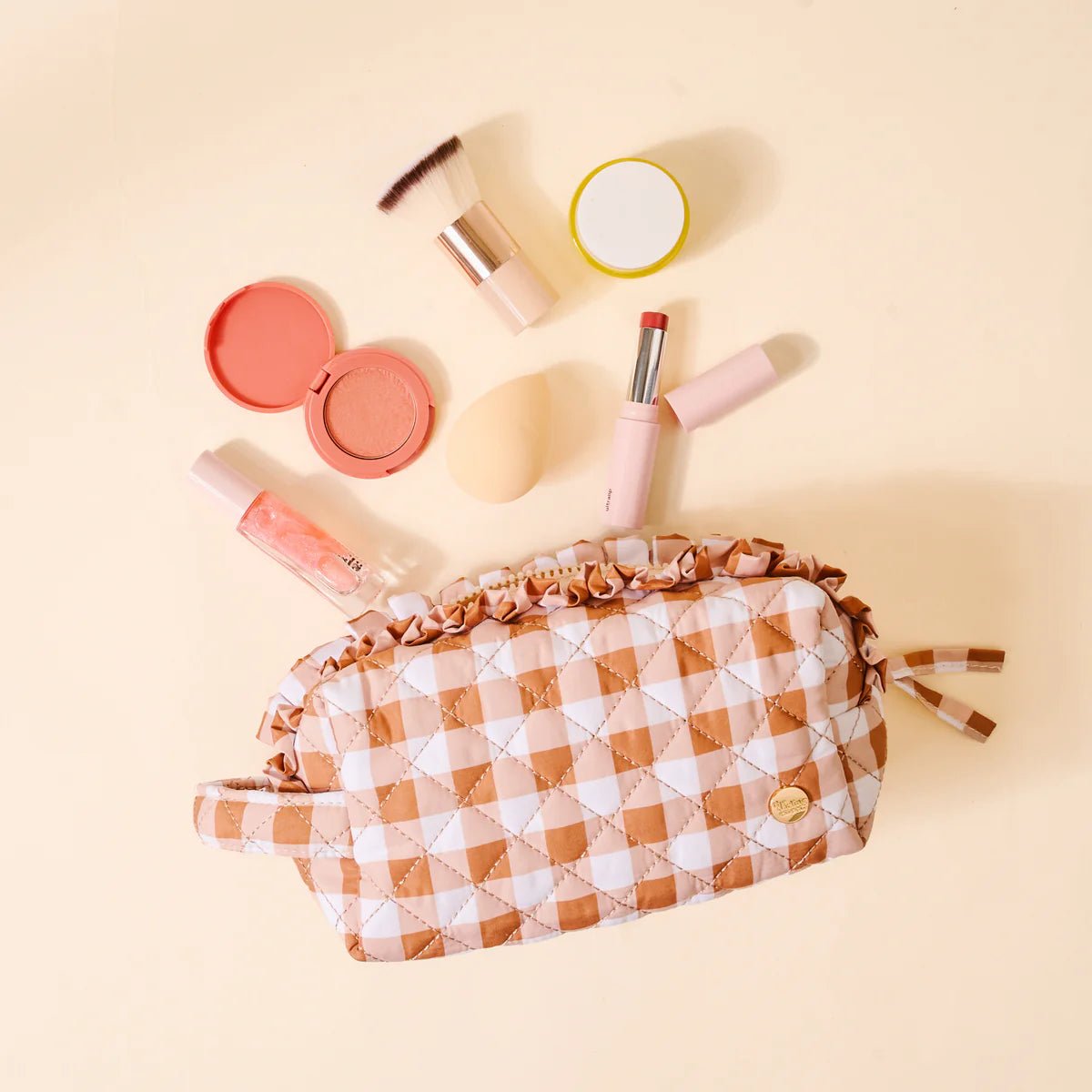 Maple Gingham Essentials Quilted Cosmetic Pouch - Juli's Wearable Art