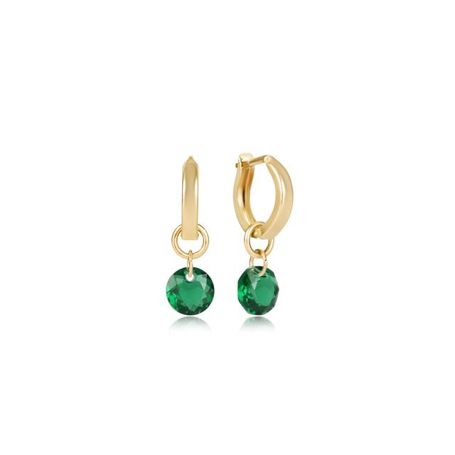 enewton Birthstone Huggie Gold Hoop Earrings | Reflection Small Charm | May