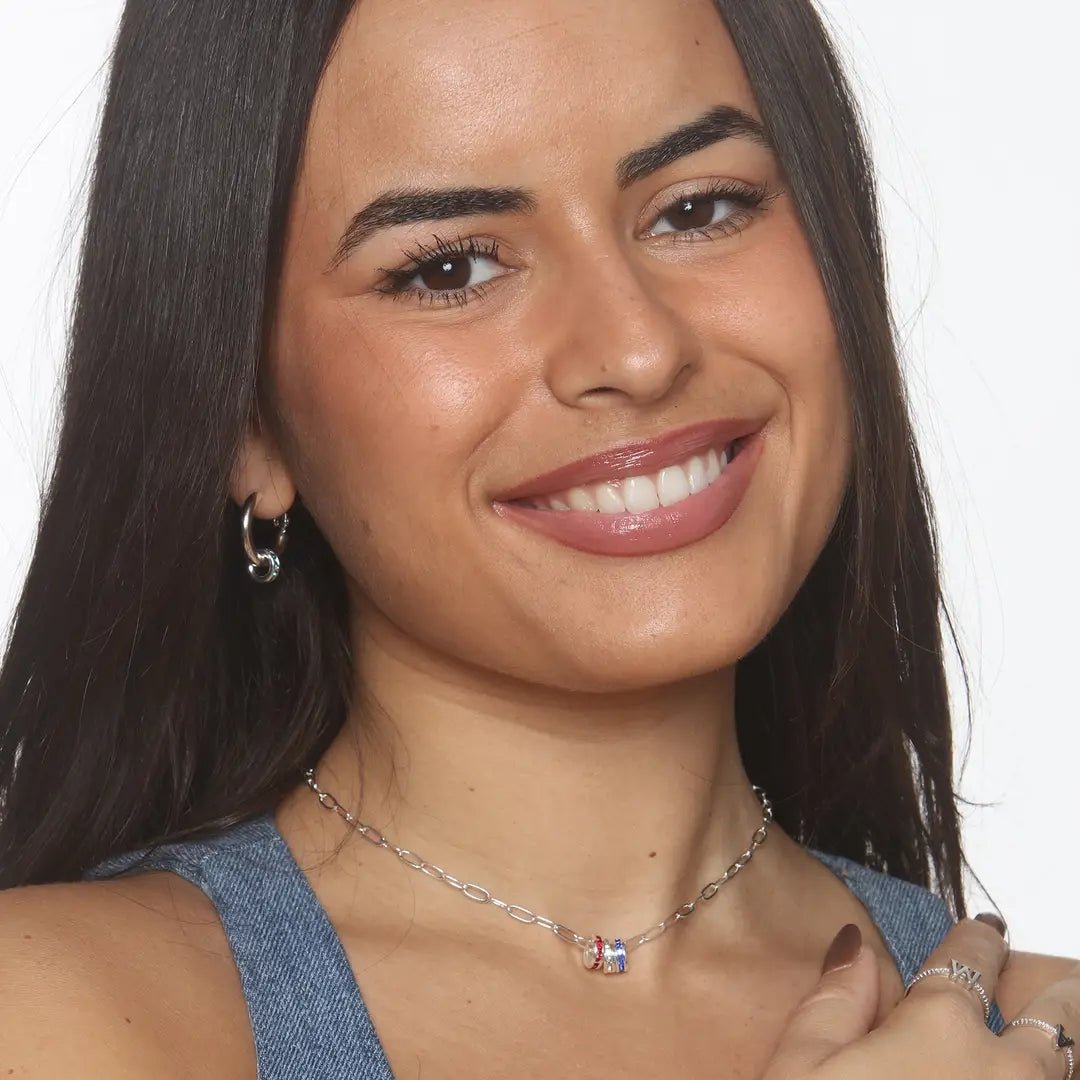 Maya J Mini Sparkling Initial Charm – 14K White Gold - Plated, 8mm - Juli's Wearable Art