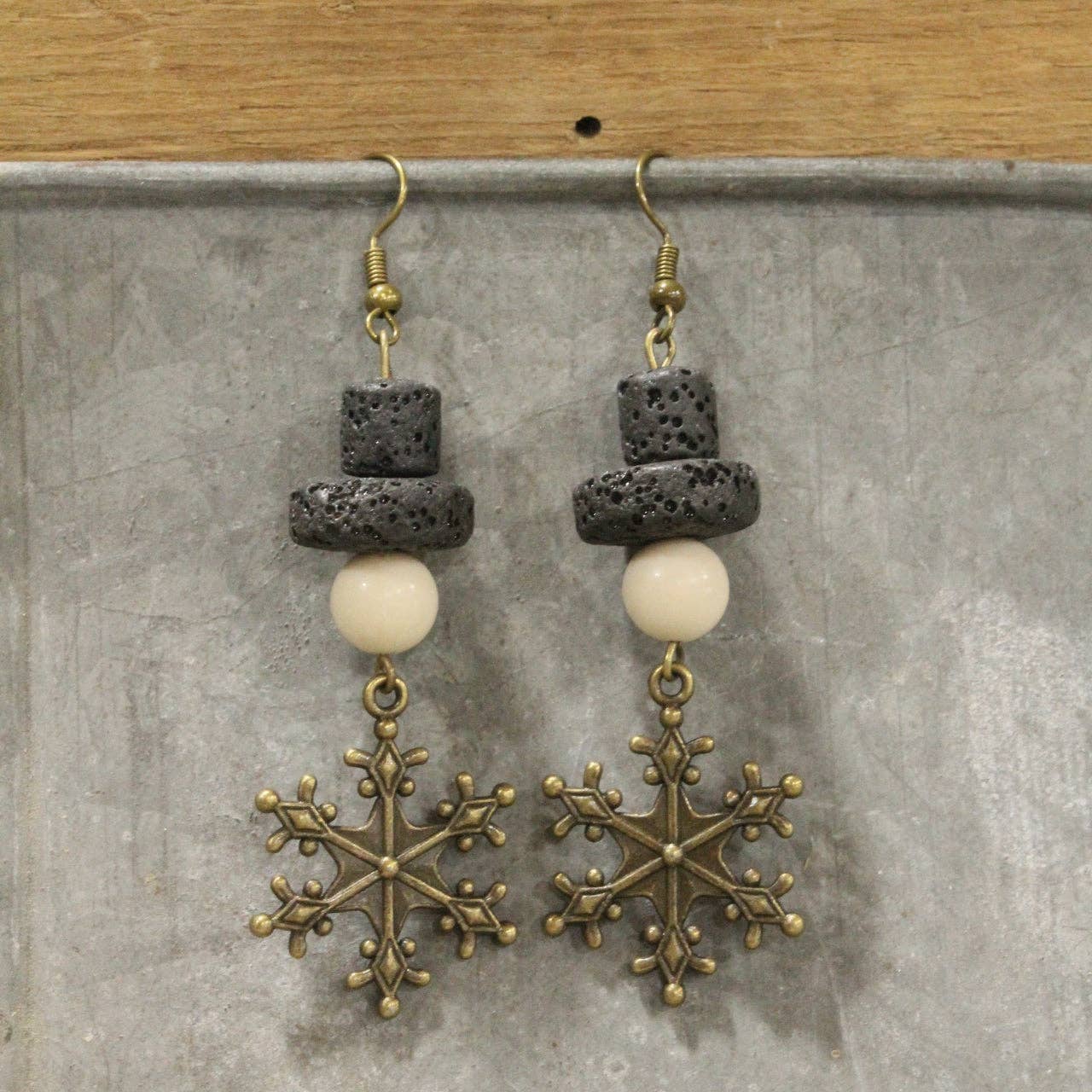 Meet Mr. Chilly Snowflake Dangle Drop Earrings - Juli's Wearable Art