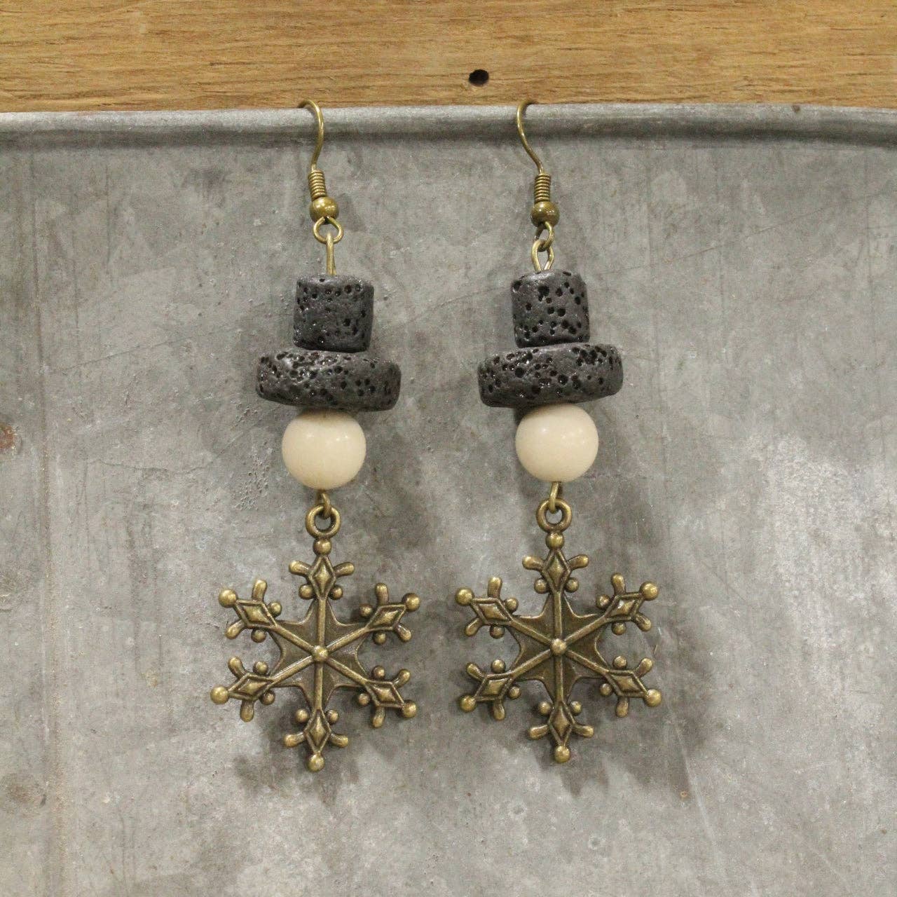 Meet Mr. Chilly Snowflake Dangle Drop Earrings - Juli's Wearable Art