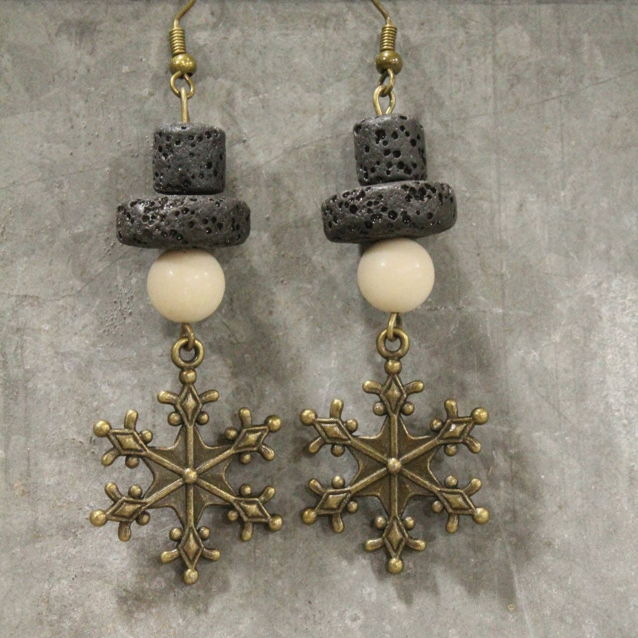 Meet Mr. Chilly Snowflake Dangle Drop Earrings - Juli's Wearable Art
