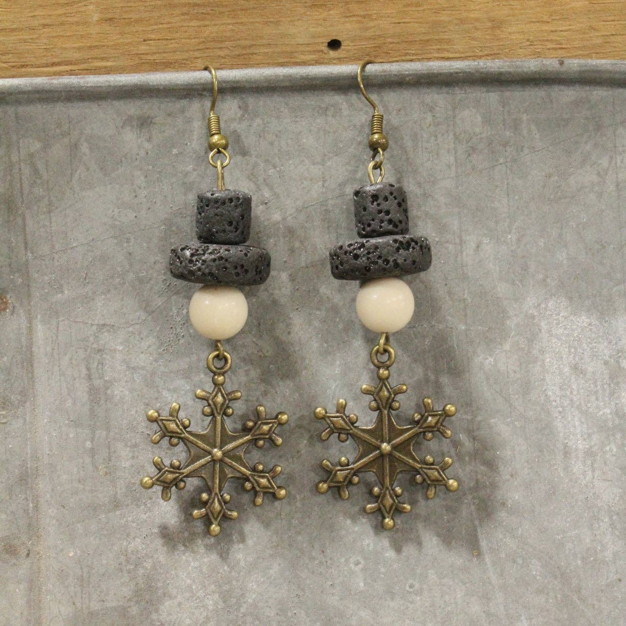 Meet Mr. Chilly Snowflake Dangle Drop Earrings - Juli's Wearable Art