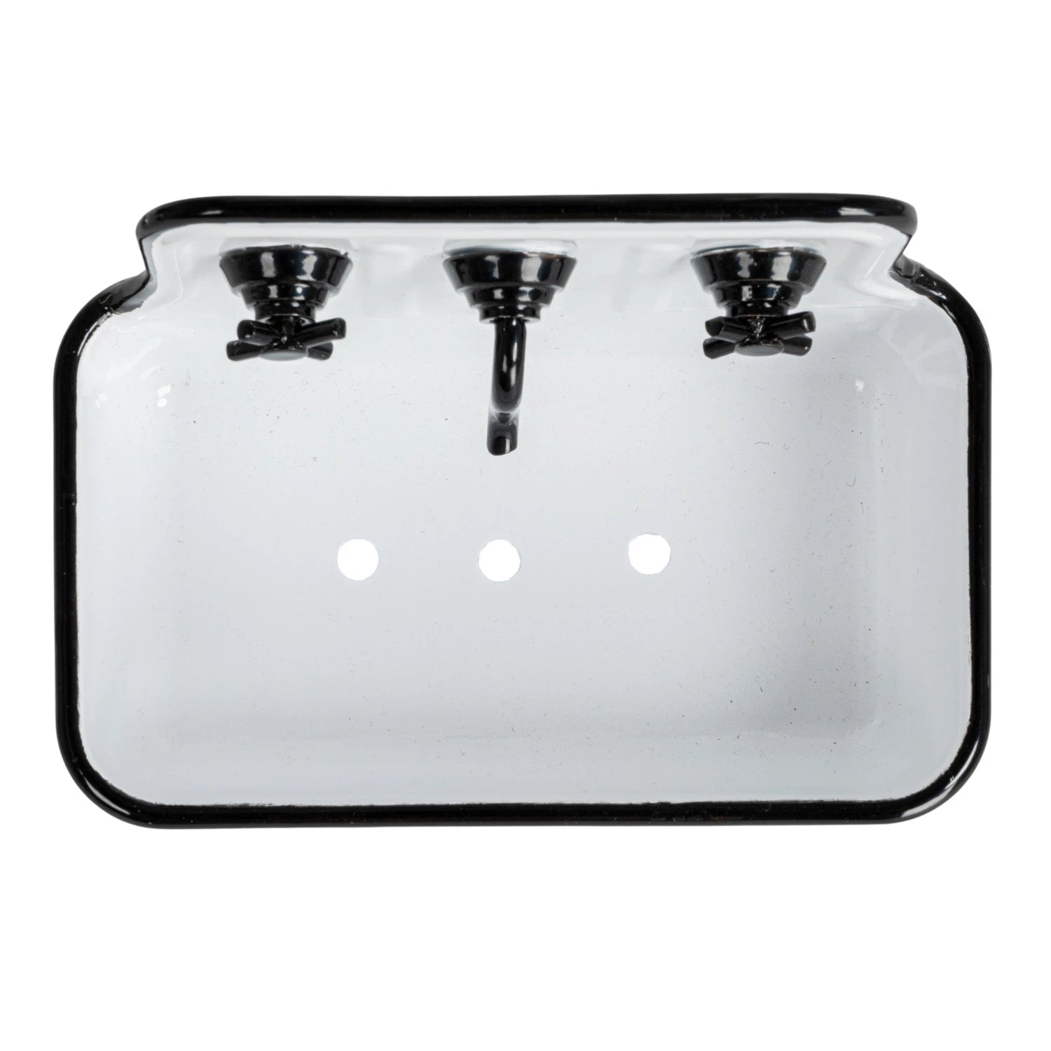 Metal Sink Soap Dish w/ Faucet, White & Black - Juli's Wearable Art