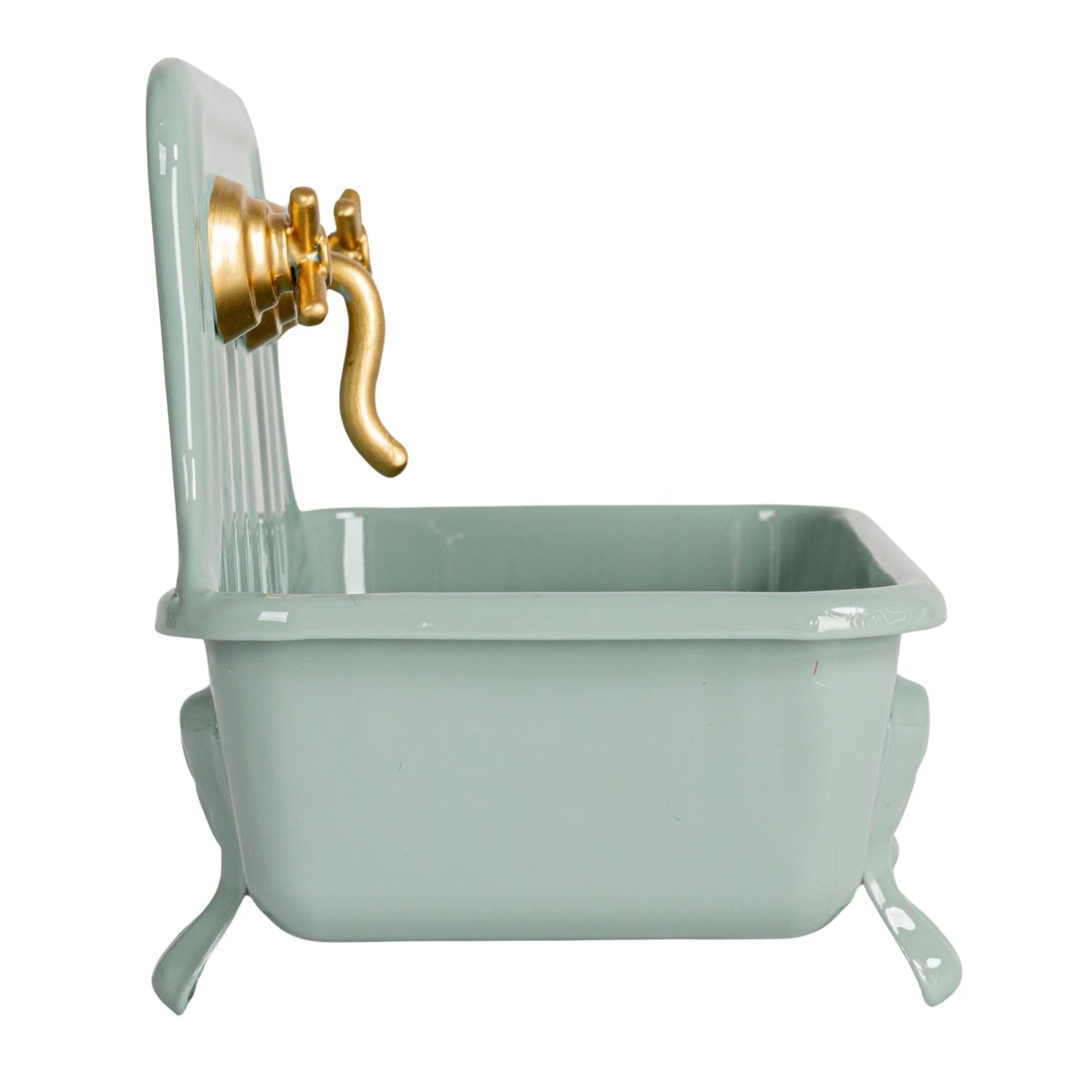 Metal Sink Soap Dish with Faucet – Grey & Gold Finish - Juli's Wearable Art