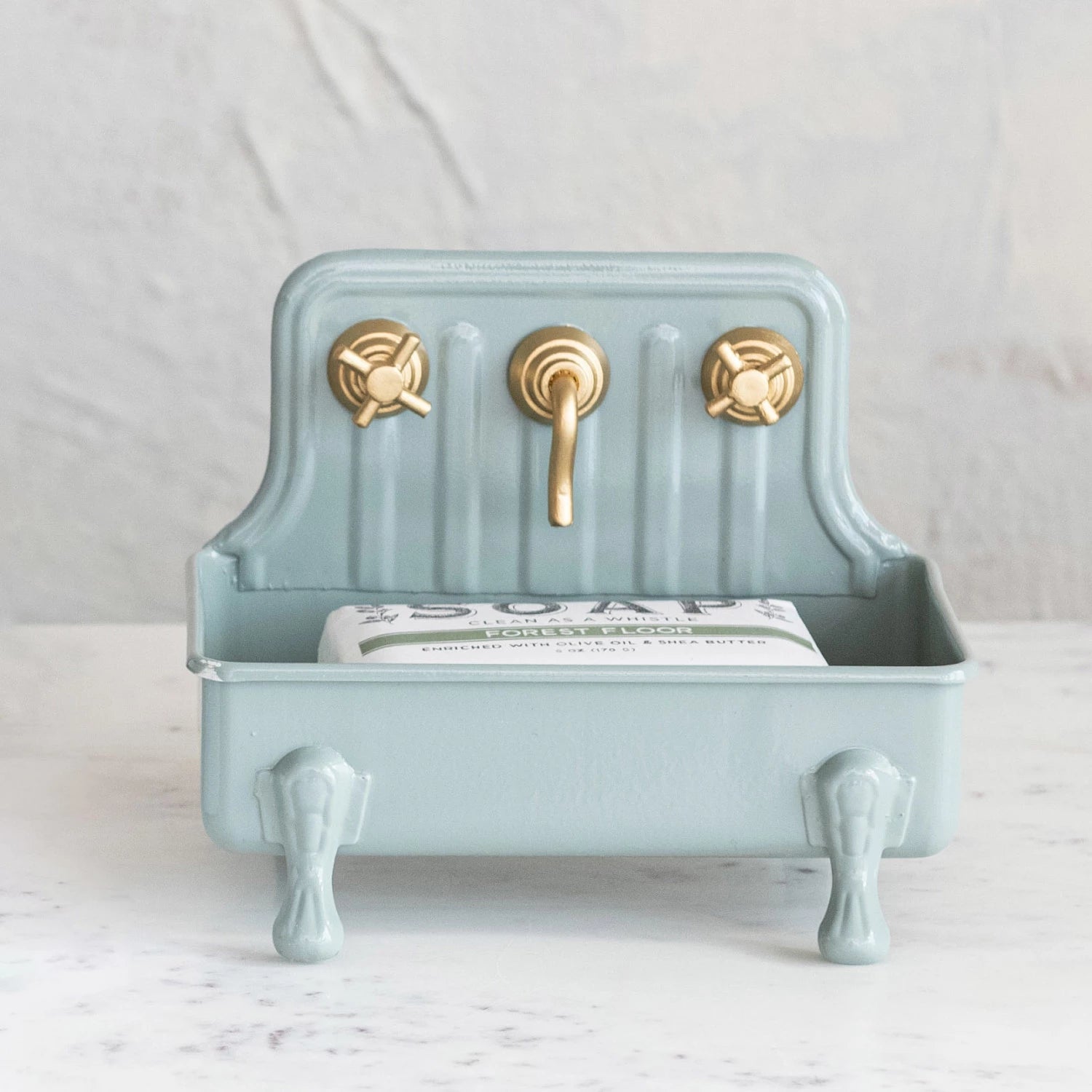 Metal Sink Soap Dish with Faucet – Grey & Gold Finish - Juli's Wearable Art