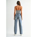 Mica Denim High-Rise Straight Loose Fit Embroidered Jeans | River Blue - Juli's Wearable Art
