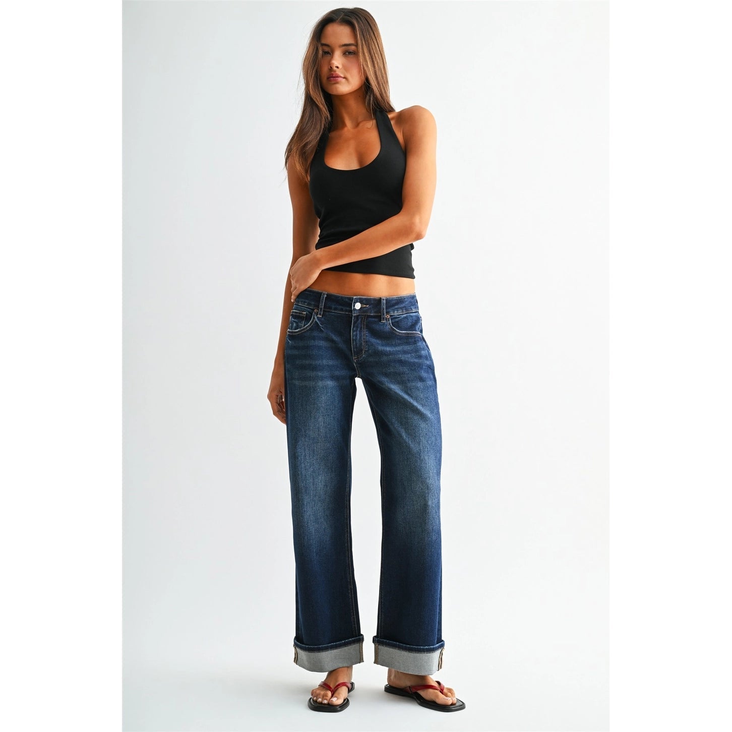 MICA Denim Low-Rise Wide Ankle Baggy Jeans | Dark Timber - Juli's Wearable Art