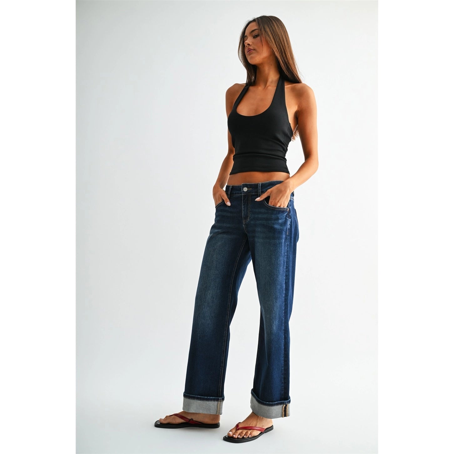 MICA Denim Low-Rise Wide Ankle Baggy Jeans | Dark Timber - Juli's Wearable Art