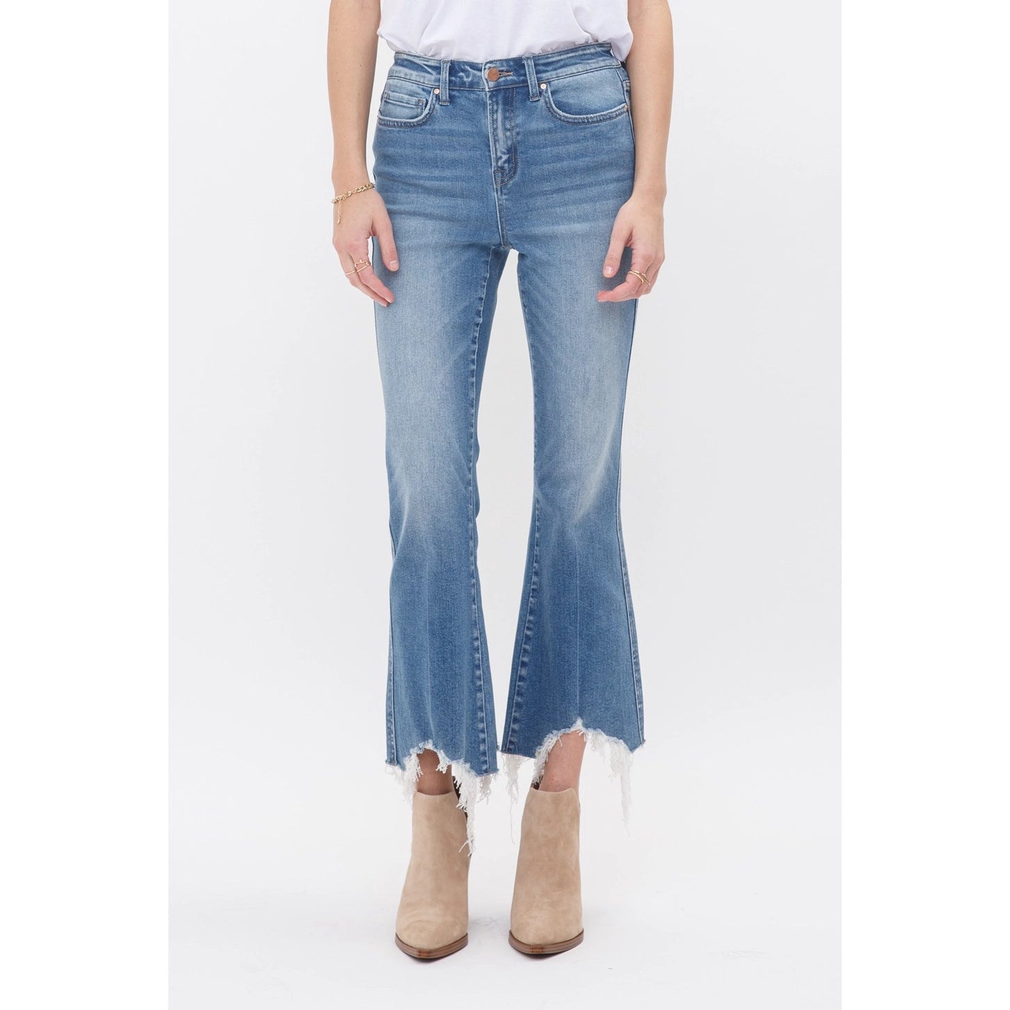 MICA High Rise Crop Flare with Uneven Hem | Moscato - Juli's Wearable Art