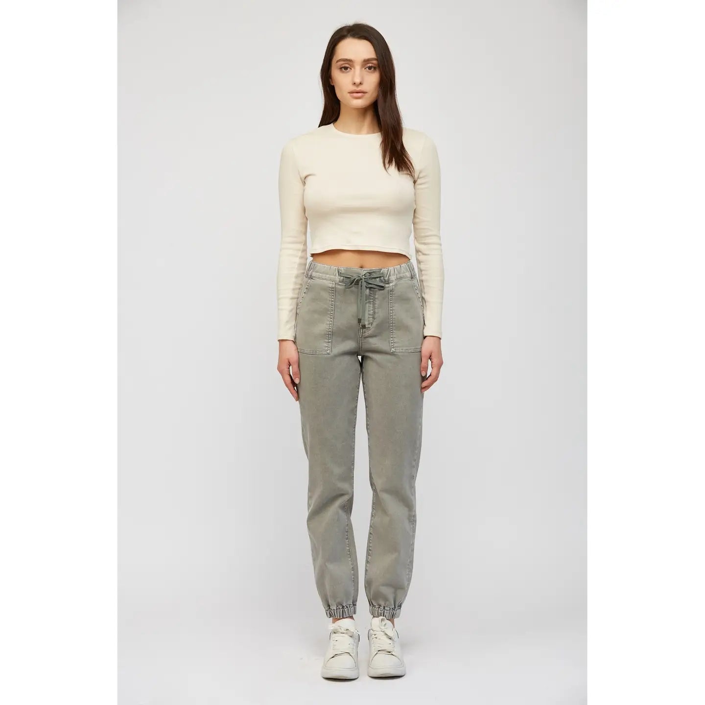 Mica High Rise Cropped Jogger Pants | Ash Grey