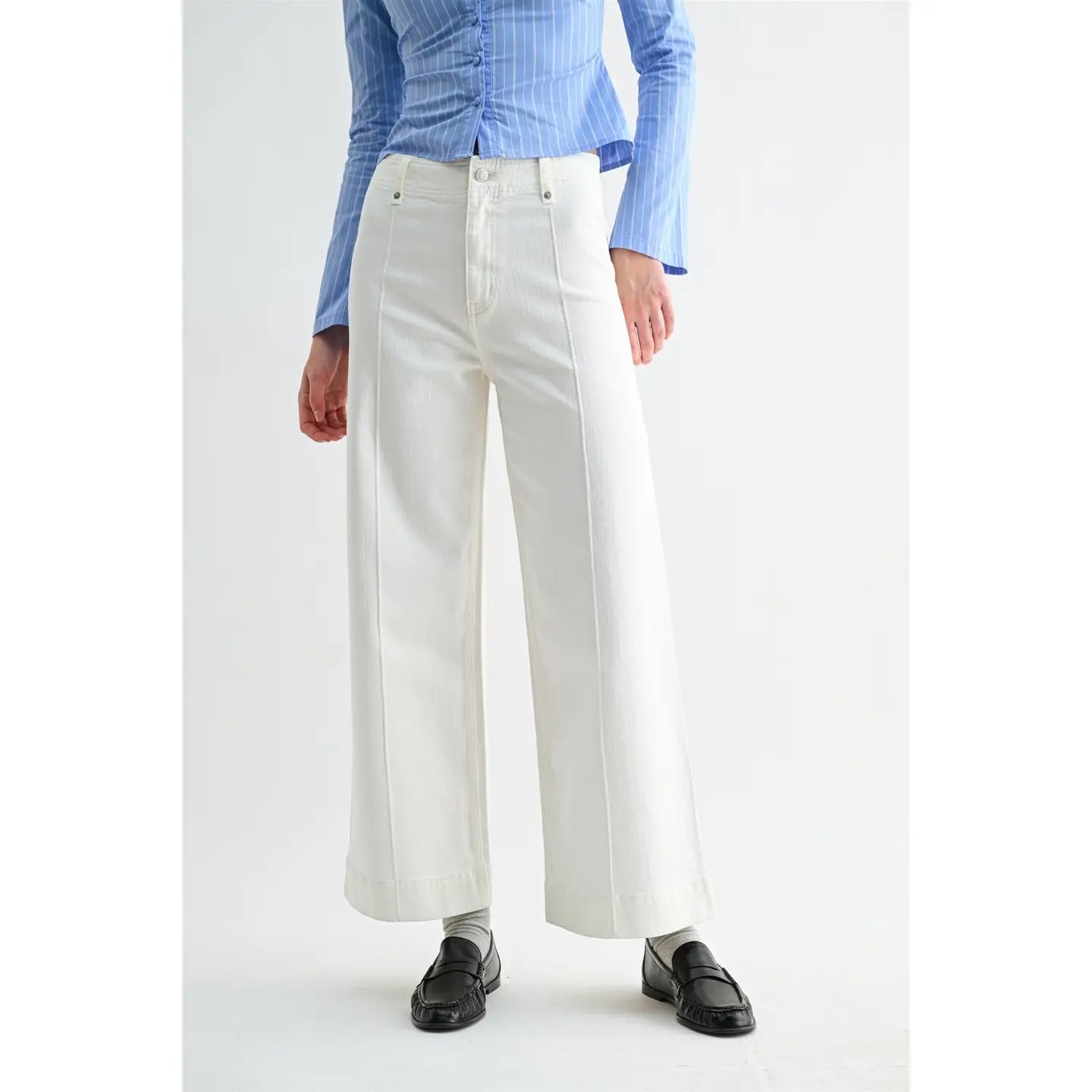 Mica High Rise Wide Leg Ankle Pant | White - Juli's Wearable Art