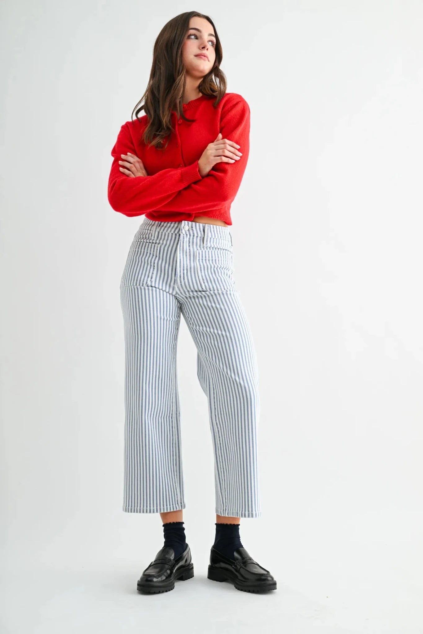 MICA High-Rise Wide Leg Cropped Stripe Pants - Juli's Wearable Art