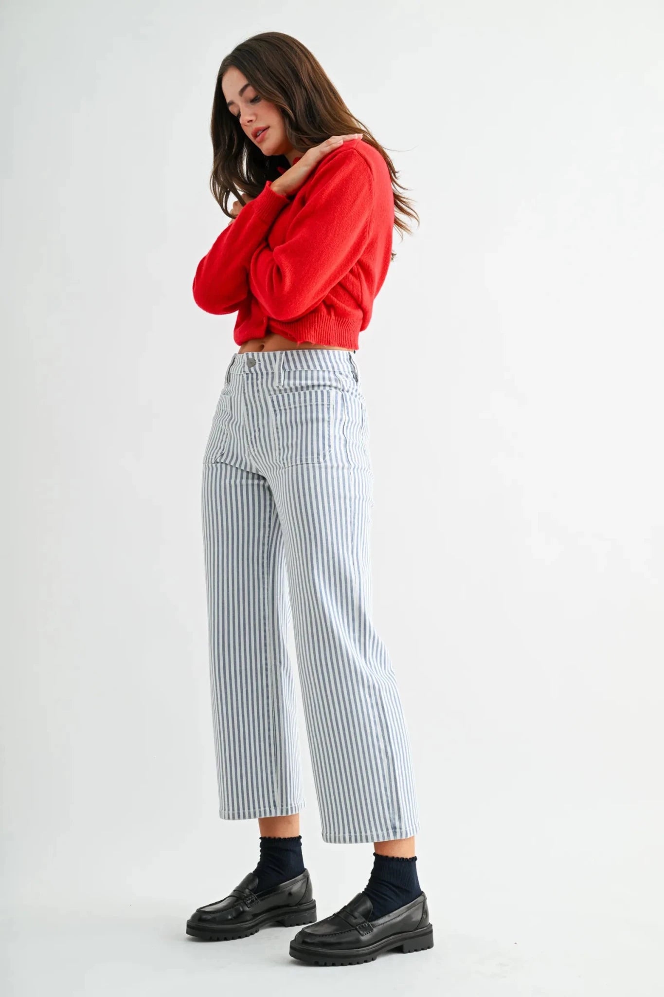 MICA High-Rise Wide Leg Cropped Stripe Pants - Juli's Wearable Art