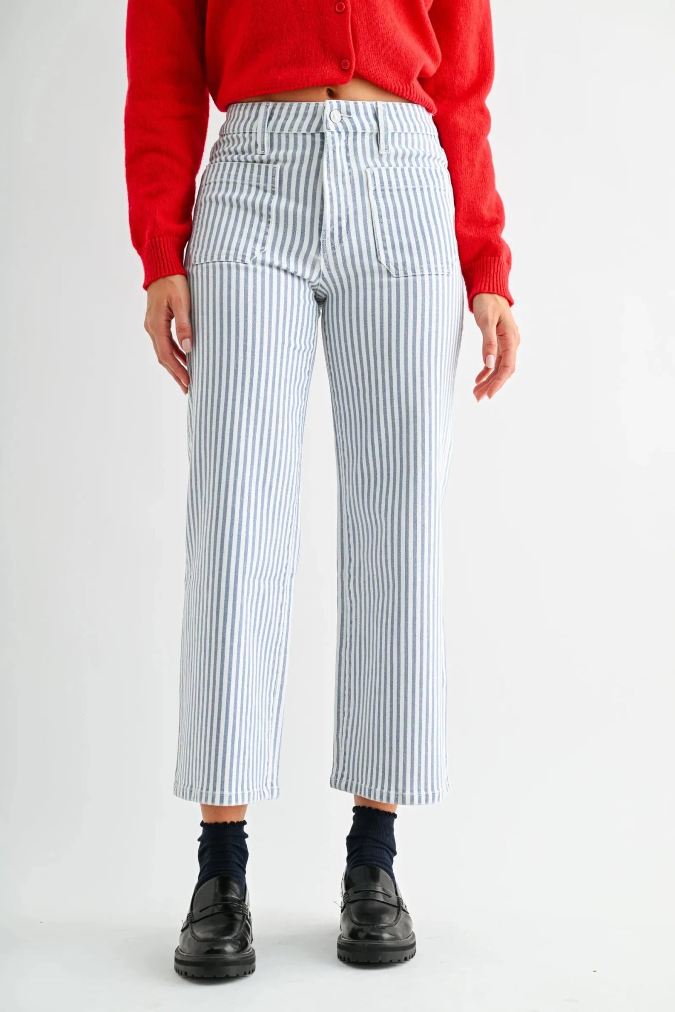 MICA High-Rise Wide Leg Cropped Stripe Pants - Juli's Wearable Art