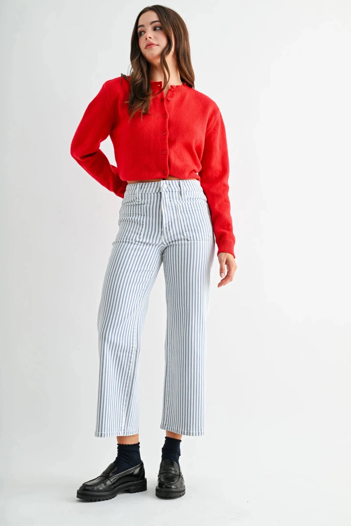 MICA High-Rise Wide Leg Cropped Stripe Pants - Juli's Wearable Art